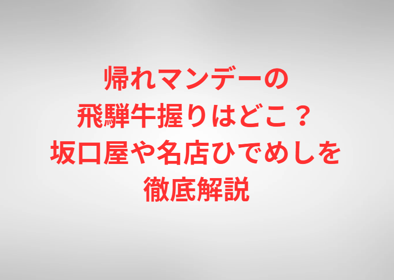 帰れマンデーの飛騨牛握りはどこ？坂口屋や名店ひでめしを徹底解説