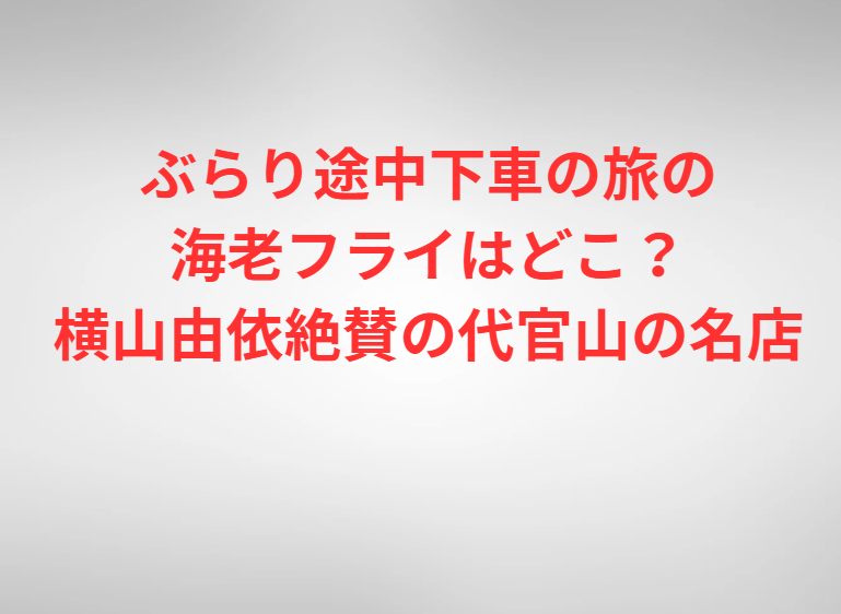 ぶらり途中下車の旅の海老フライはどこ？横山由依絶賛の代官山の名店
