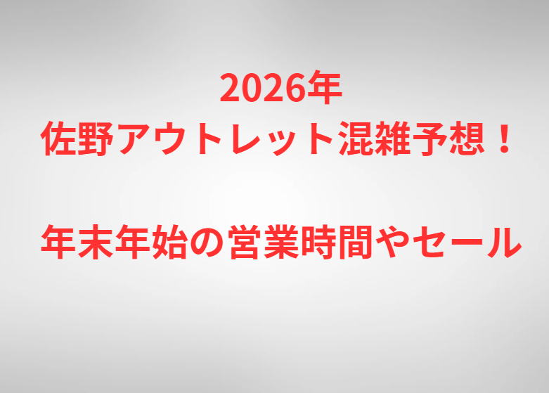 2026年佐野アウトレット混雑予想！年末年始の営業時間やセール