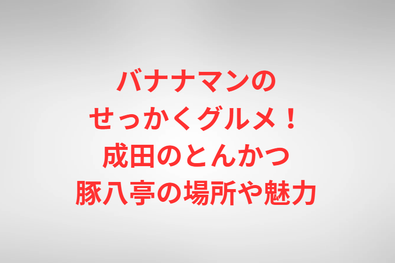 バナナマンのせっかくグルメ！成田のとんかつ豚八亭の場所や魅力