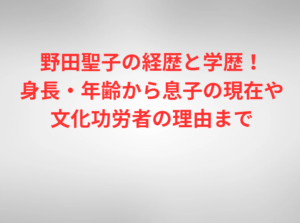 野田聖子の経歴と学歴！身長・年齢から息子の現在や文化功労者の理由まで