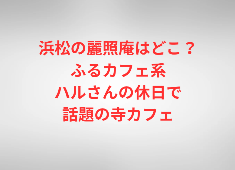 浜松の麗照庵はどこ？ふるカフェ系ハルさんの休日で話題の寺カフェ