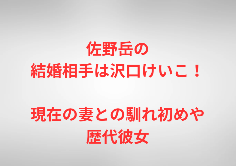 佐野岳の結婚相手は沢口けいこ！現在の妻との馴れ初めや歴代彼女
