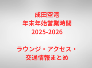 成田空港年末年始営業時間2025-2026|ラウンジ・アクセス・交通情報まとめ