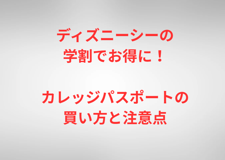 ディズニーシーの学割でお得に！カレッジパスポートの買い方と注意点