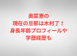 奥菜恵の現在の旦那は木村了！身長年齢プロフィールや学歴経歴も