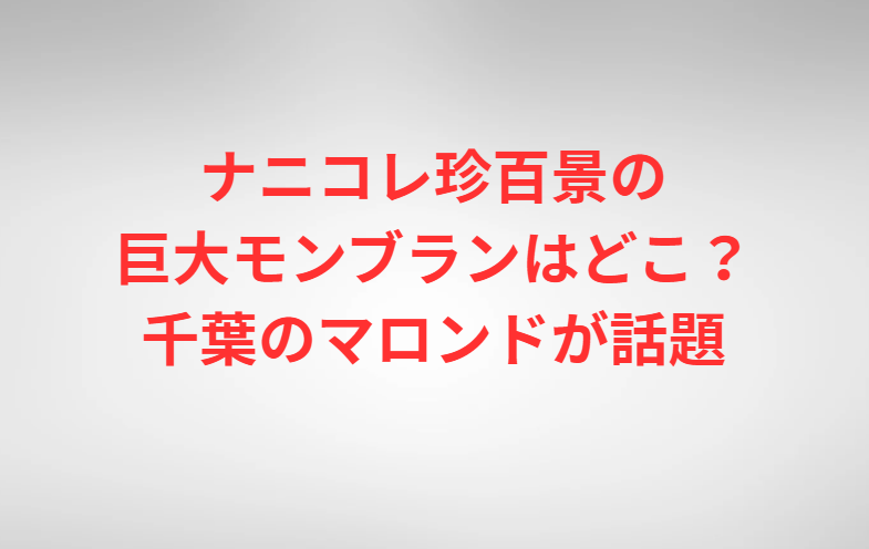 ナニコレ珍百景の巨大モンブランはどこ？千葉のマロンドが話題