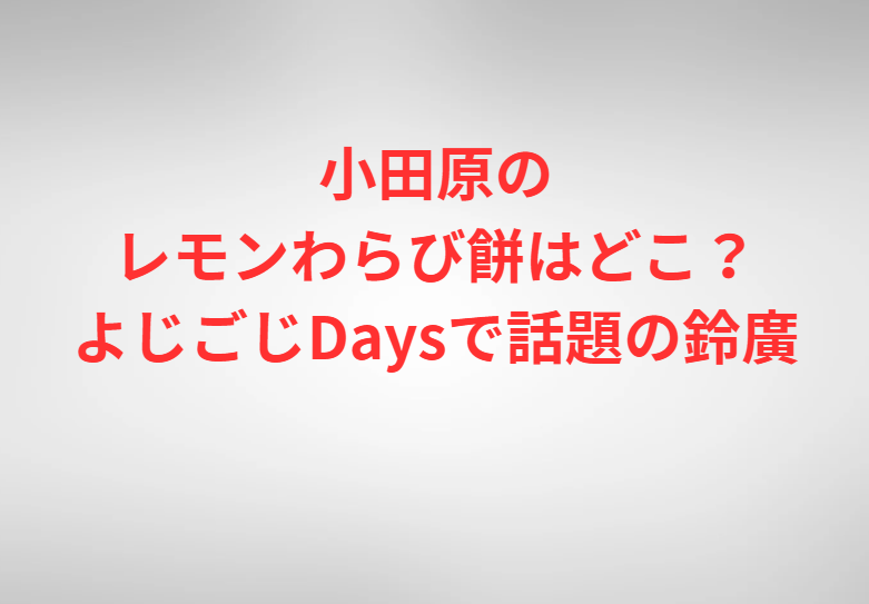 小田原のレモンわらび餅はどこ？よじごじDaysで話題の鈴廣