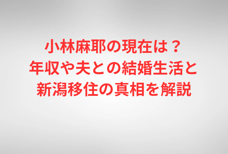 小林麻耶の現在は？年収や夫との結婚生活と新潟移住の真相を解説