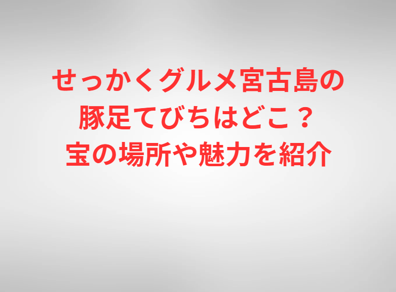 せっかくグルメ宮古島の豚足てびちはどこ？宝の場所や魅力を紹介