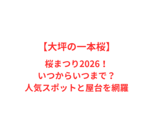 【大坪の一本桜】桜まつり2026!いつからいつまで?人気スポットと屋台を網羅