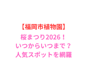 【福岡市植物園】桜まつり2026！いつからいつまで？人気スポットと屋台を網羅