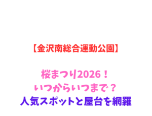 【金沢南総合運動公園】桜まつり2026！いつからいつまで？人気スポットと駐車場を網羅