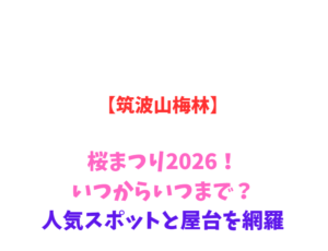 【筑波山梅林】桜まつり2026!いつからいつまで?人気スポットと屋台を網羅