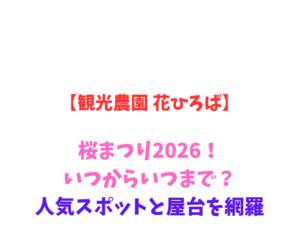 【観光農園 花ひろば】桜まつり2026！いつからいつまで？人気スポットと屋台を網羅