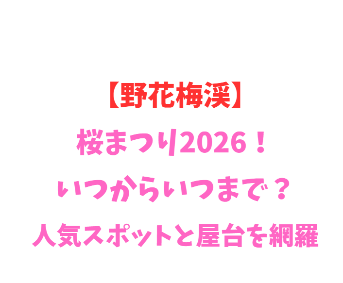 【野花梅渓】桜まつり2026！いつからいつまで？人気スポット網羅
