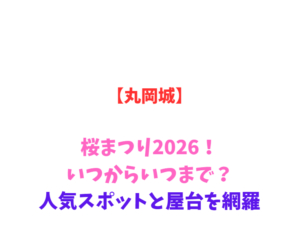 【丸岡城】桜まつり2026！いつからいつまで？人気スポットと屋台を網羅